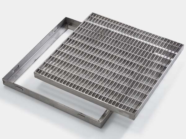 Recessed frame steel grating doormat